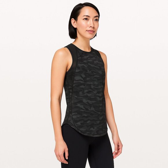 Lululemon Sculpt Tank Mesh Training Top Sequoia Camo Black Size 6 Athleisure - Picture 4 of 14